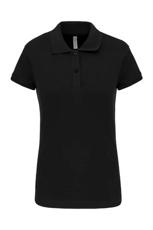 Kurzarm-Polohemd für Damen. Aus Baumwollpiqué Black