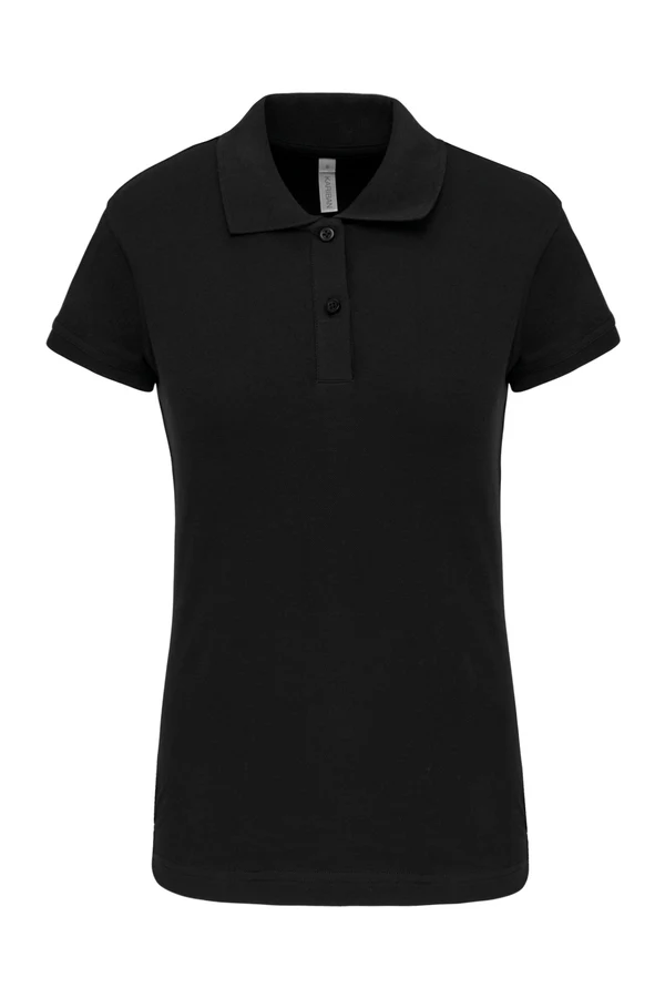 Kurzarm-Polohemd für Damen. Aus Baumwollpiqué Black