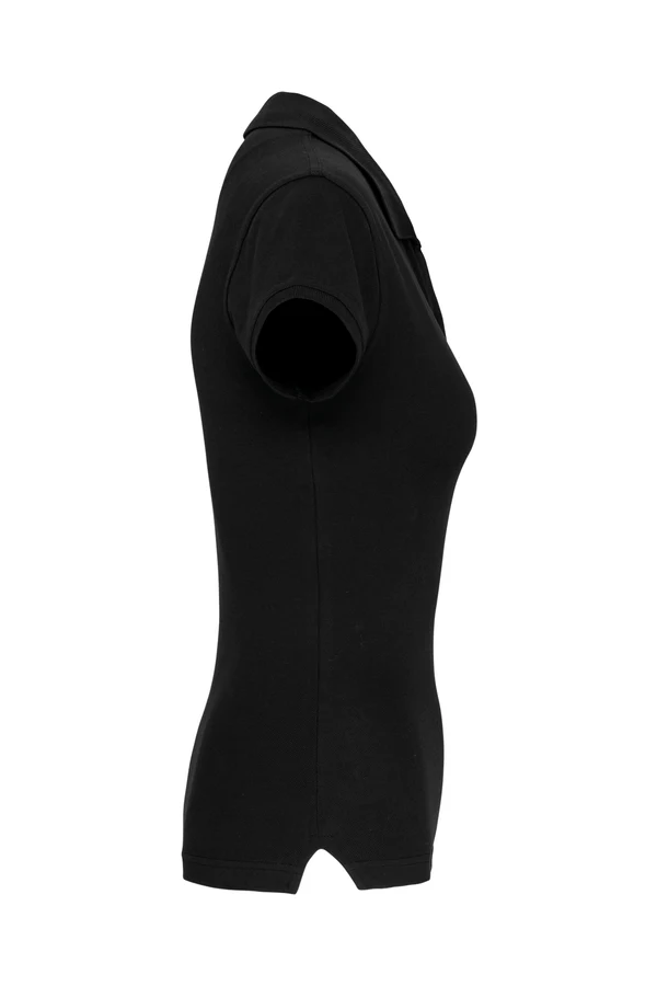 Kurzarm-Polohemd für Damen. Aus Baumwollpiqué Black