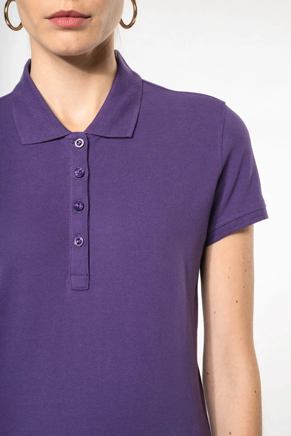 Dammen Kurzam Poloshirt aus Baumwollpiqué