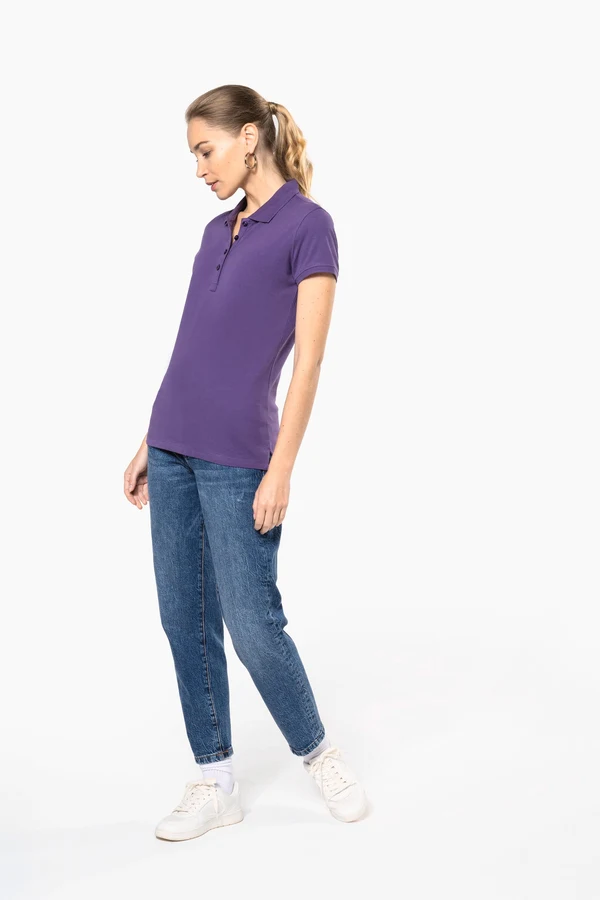 Dammen Kurzam Poloshirt aus Baumwollpiqué