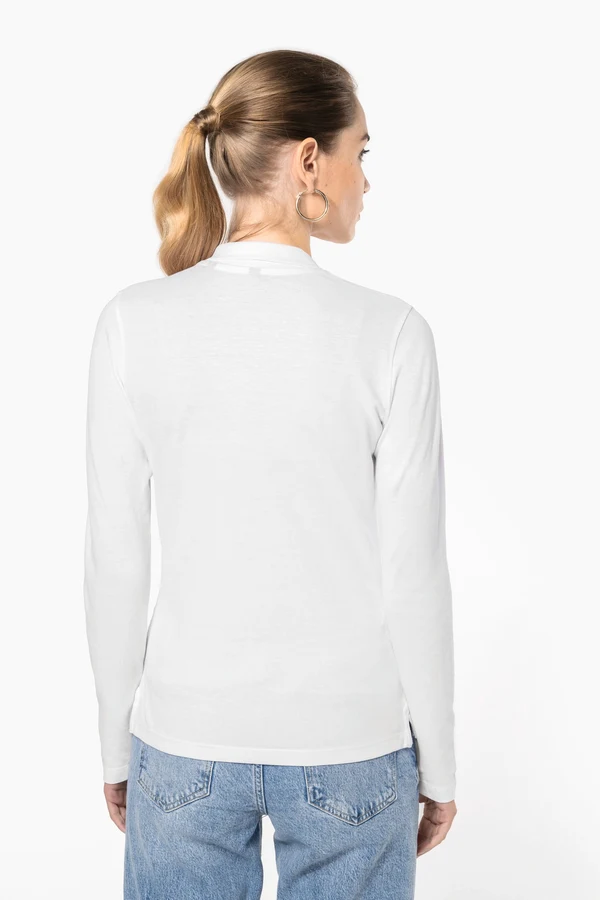 Damen Langarm-Polohemd. Baumwollpiqué