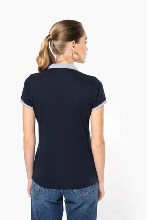 Zweifarbiges Piqué-Polohemd für Damen