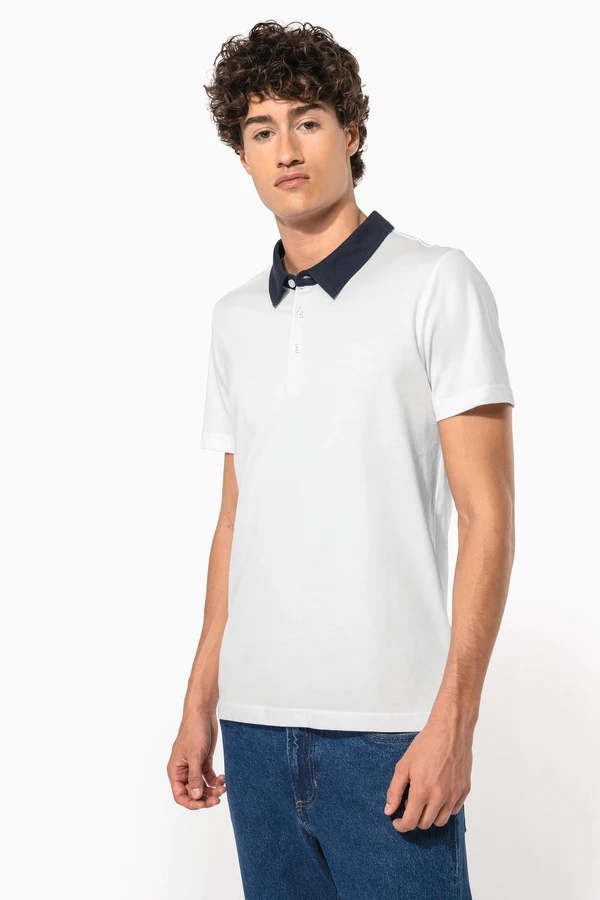 Zweifarbiges Jersey-Polohemd für Herren