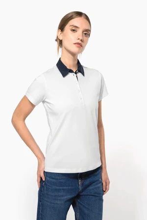 Zweifarbiges Jersey-Polohemd für Damen