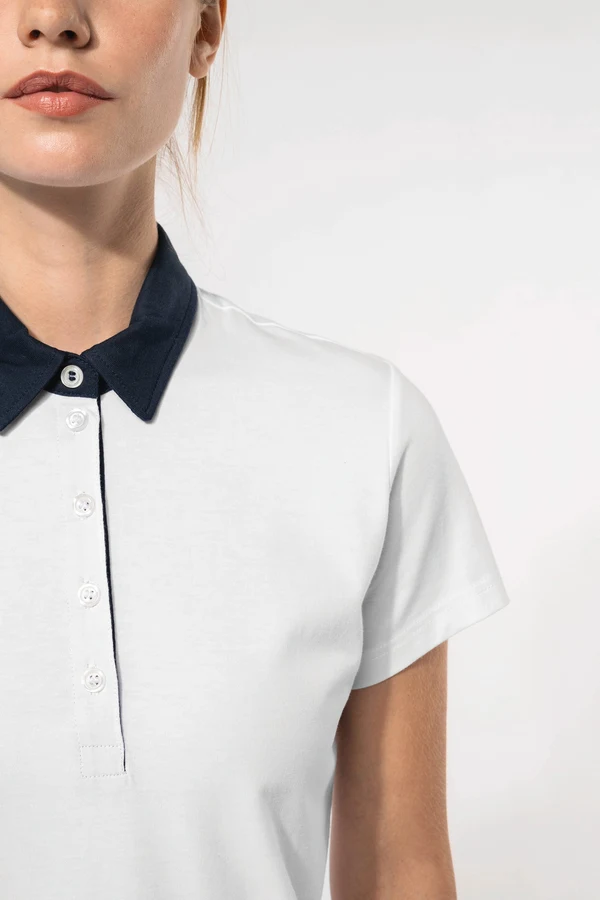 Zweifarbiges Jersey-Polohemd für Damen