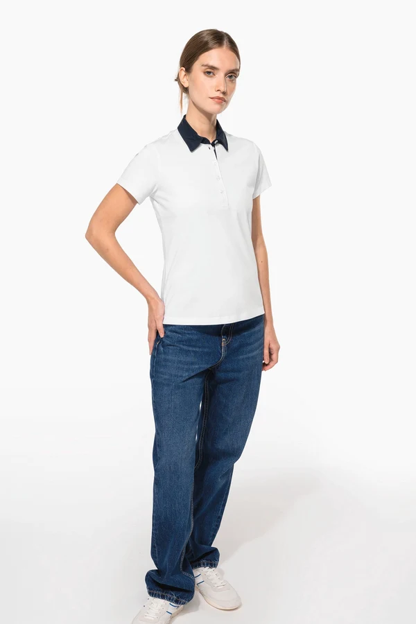 Zweifarbiges Jersey-Polohemd für Damen