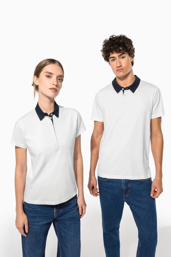 Zweifarbiges Jersey-Polohemd für Damen