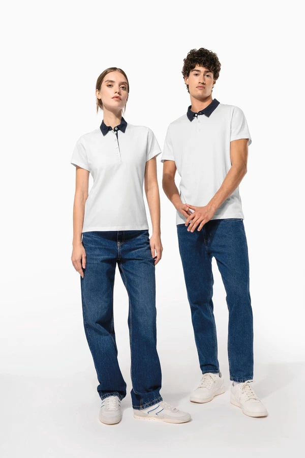 Zweifarbiges Jersey-Polohemd für Damen