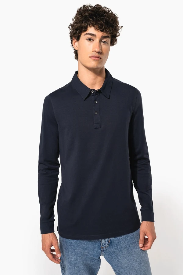 Langarm-Polohemd für Herren aus Jersey