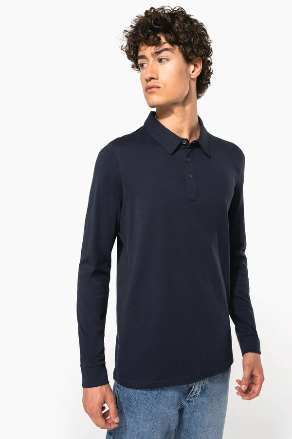 Langarm-Polohemd für Herren aus Jersey