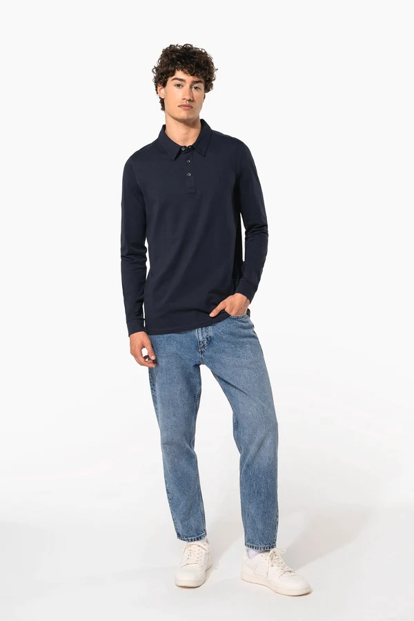 Langarm-Polohemd für Herren aus Jersey