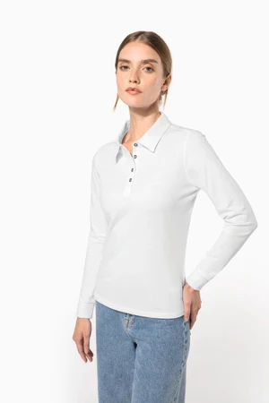 Langarm-Polohemd für Damen aus Jersey