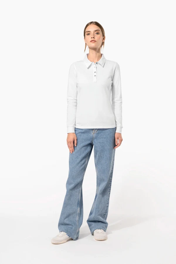 Langarm-Polohemd für Damen aus Jersey
