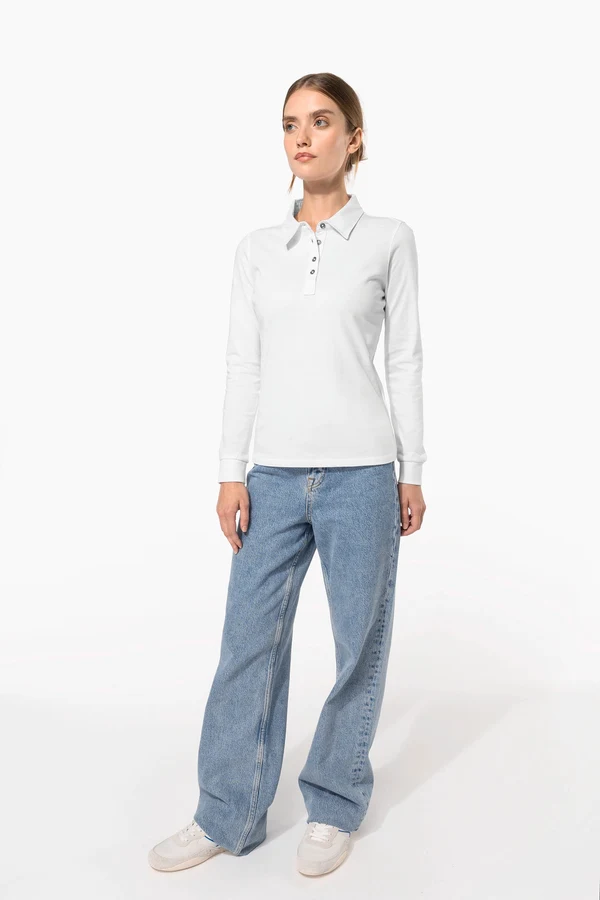 Langarm-Polohemd für Damen aus Jersey