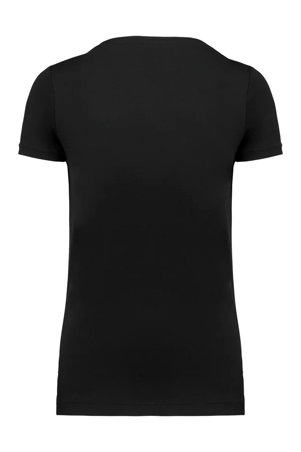 Damen-T-Shirt Supima® mit V-Ausschnitt und kurzen Ärmeln Black