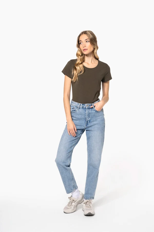 Kurzarm-Damen-T-Shirt mit Rundhalsausschnitt