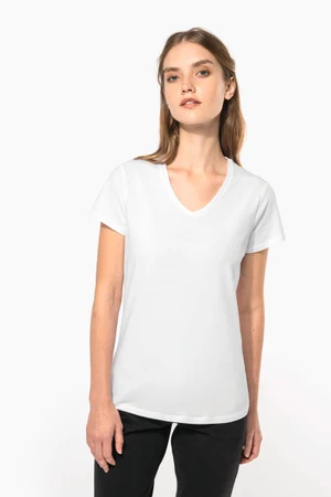 Kurzarm-Damen-T-Shirt mit V-Ausschnitt