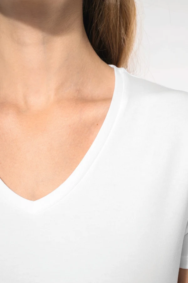 Kurzarm-Damen-T-Shirt mit V-Ausschnitt