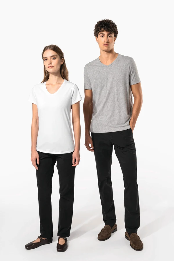 Kurzarm-Damen-T-Shirt mit V-Ausschnitt