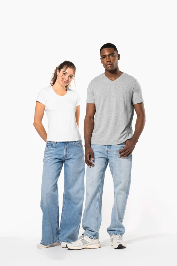 Kurzarm-Damen-T-Shirt mit V-Ausschnitt