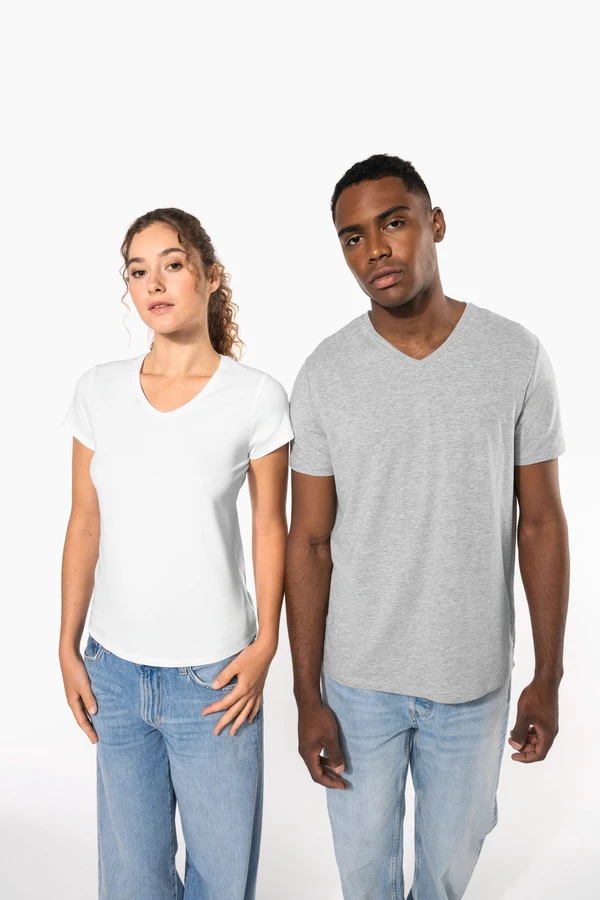 Kurzarm-Damen-T-Shirt mit V-Ausschnitt