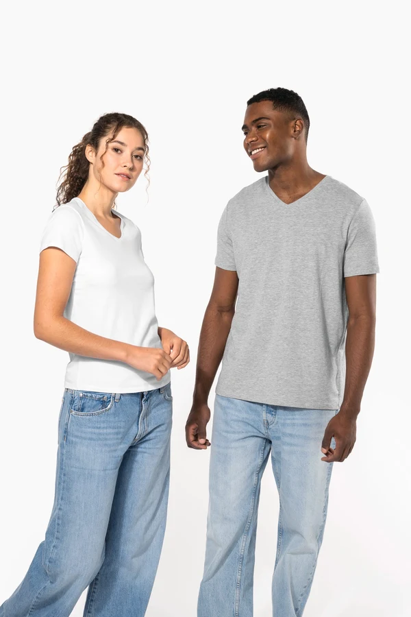 Kurzarm-Damen-T-Shirt mit V-Ausschnitt