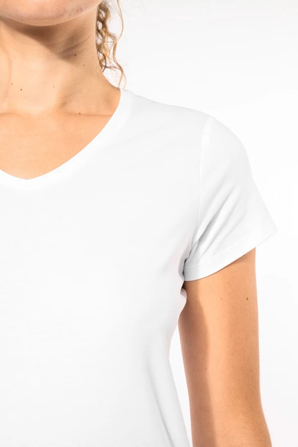 Kurzarm-Damen-T-Shirt mit V-Ausschnitt