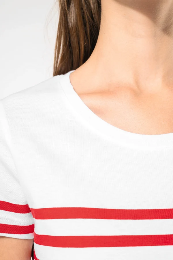 T-Shirt im Marine-Stil mit Rundhalsausschnitt Bio Damen