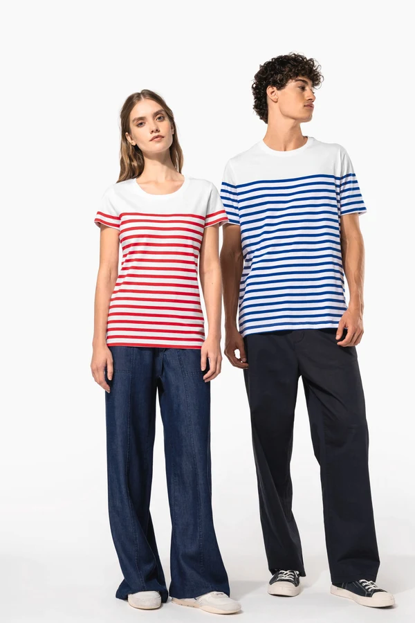T-Shirt im Marine-Stil mit Rundhalsausschnitt Bio Damen