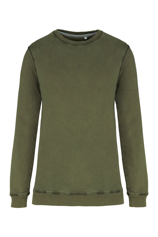 Sweatshirt mit Rundhalsausschnitt Washed Khaki