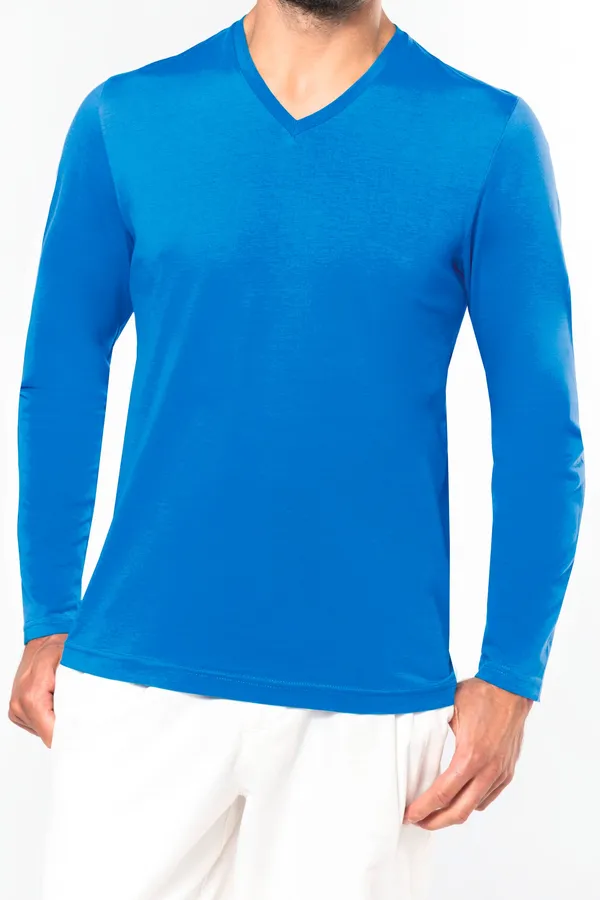 Men's long-sleeved V-neck T-shirt