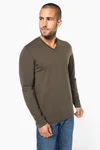 Herren Langarm-T-Shirt V-Ausschnitt
