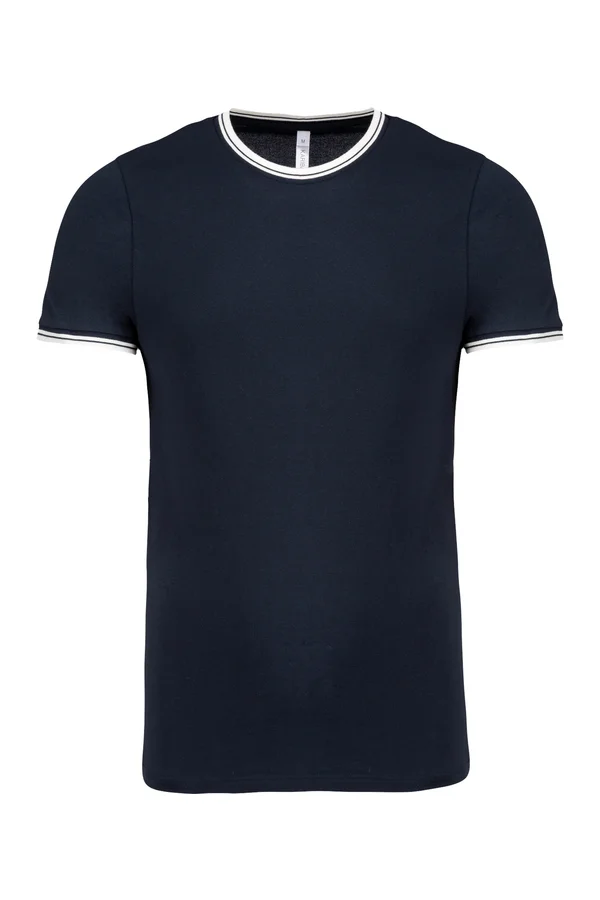 Rundhals-T-Shirt aus Piqué für Herren Navy / Off White