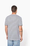 Gestreiftes Kurzarm-T-Shirt im Marine-Stil mit Tasche