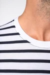 Gestreiftes Kurzarm-T-Shirt im Marine-Stil mit Tasche