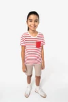 Gestreiftes Kurzarm-T-Shirt mit Tasche für Kinder im Marine-Stil