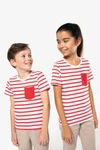 Gestreiftes Kurzarm-T-Shirt mit Tasche für Kinder im Marine-Stil