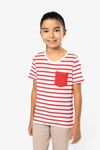 Gestreiftes Kurzarm-T-Shirt mit Tasche für Kinder im Marine-Stil