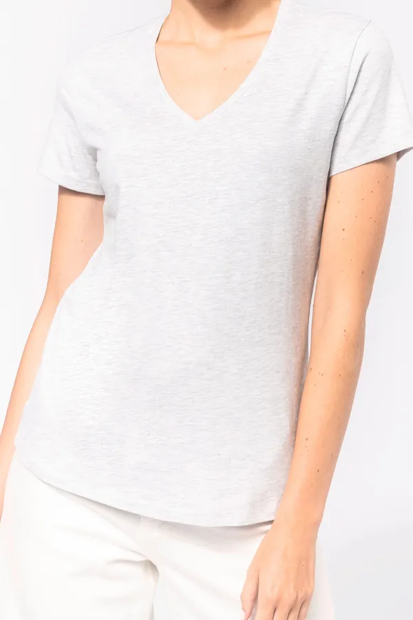 Ladies' short-sleeved V-neck T-shirt