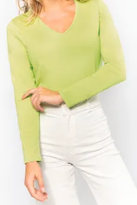 Ladies' long sleeve V-neck T-shirt