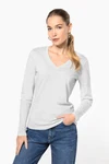Damen-Langarmshirt mit V-Ausschnitt