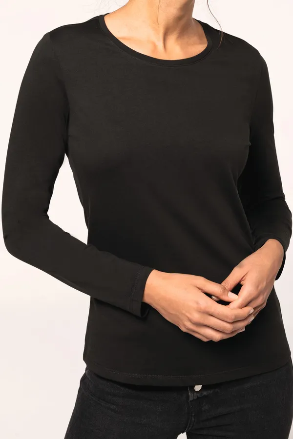 Ladies' long-sleeved crew neck T-shirt