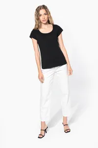 Ladies’ boat neck short-sleeved T-shirt