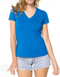 Ladies' short-sleeved V-neck T-shirt