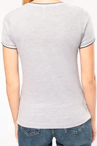 Ladies’ piqué knit V-neck T-shirt
