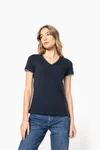 Damen T-Shirt aus Piqué-Trikot mit V-Ausschnitt