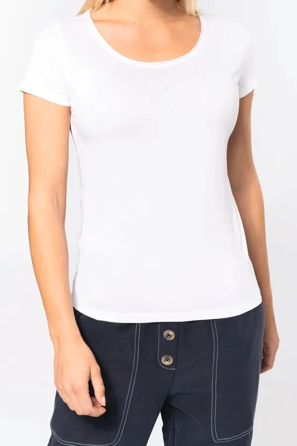 Bio-T-Shirt für Damen mit kurzen Ärmeln und ungesäumtem Halsausschnitt