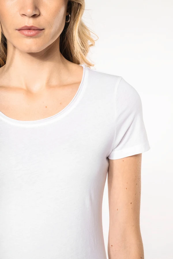 Bio-T-Shirt für Damen mit kurzen Ärmeln und ungesäumtem Halsausschnitt