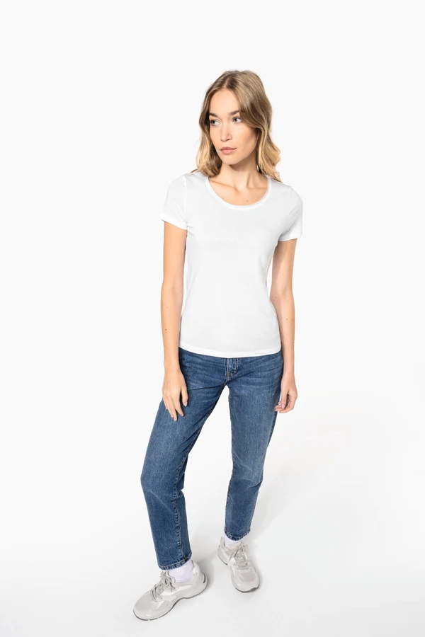 Bio-T-Shirt für Damen mit kurzen Ärmeln und ungesäumtem Halsausschnitt